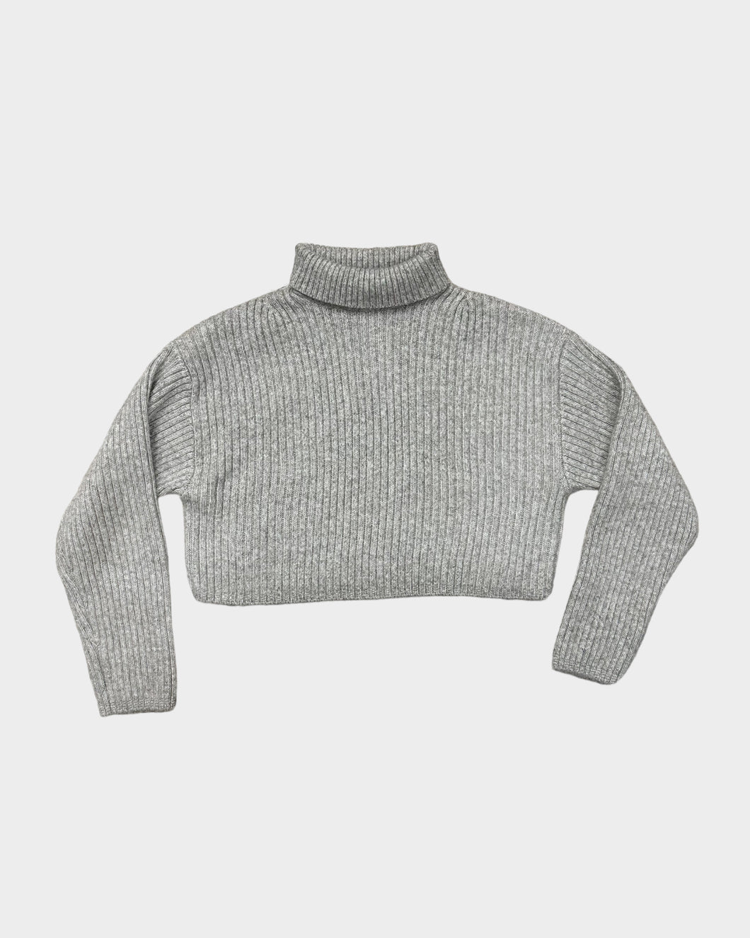 Grey Rib Knit Cropped Turtleneck (XS)