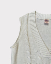 Load image into Gallery viewer, Cream Cable Knit Plunge Sweater Vest (XL)
