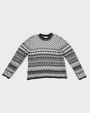 Load image into Gallery viewer, Evan Picone Fairisle Black &amp; White Mockneck Sweater (XL)

