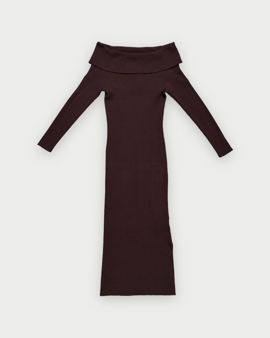 Anthropologie Brown Knit Off The Shoulder Sweater Maxi Dress (S)