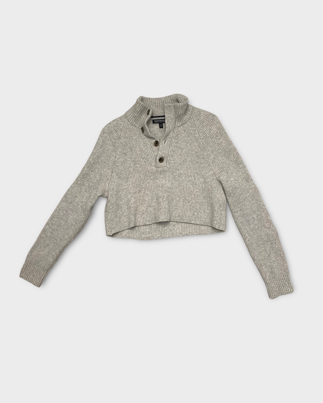 Banana Republic Heather Grey Cropped Wool Pullover (L)