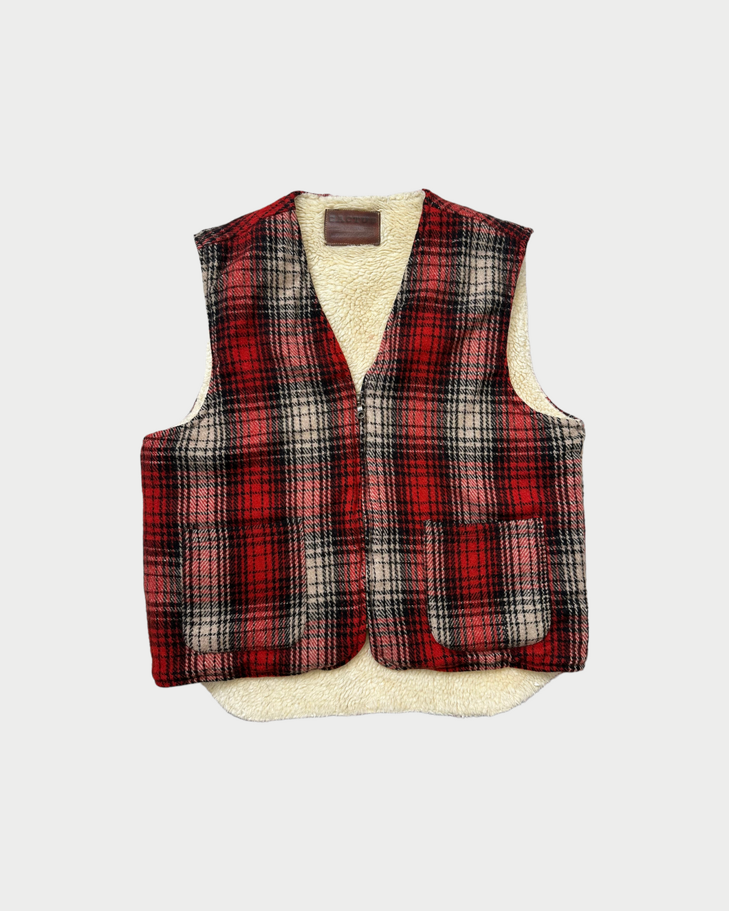 Vintage Cactus Clothing Plaid Wool Sherpa Lined Trucker Vest (XL)