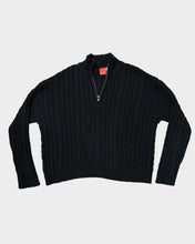 Load image into Gallery viewer, Liz Claiborne Liz &amp; Co Black Cable Knit Half Zip Pullover (M)
